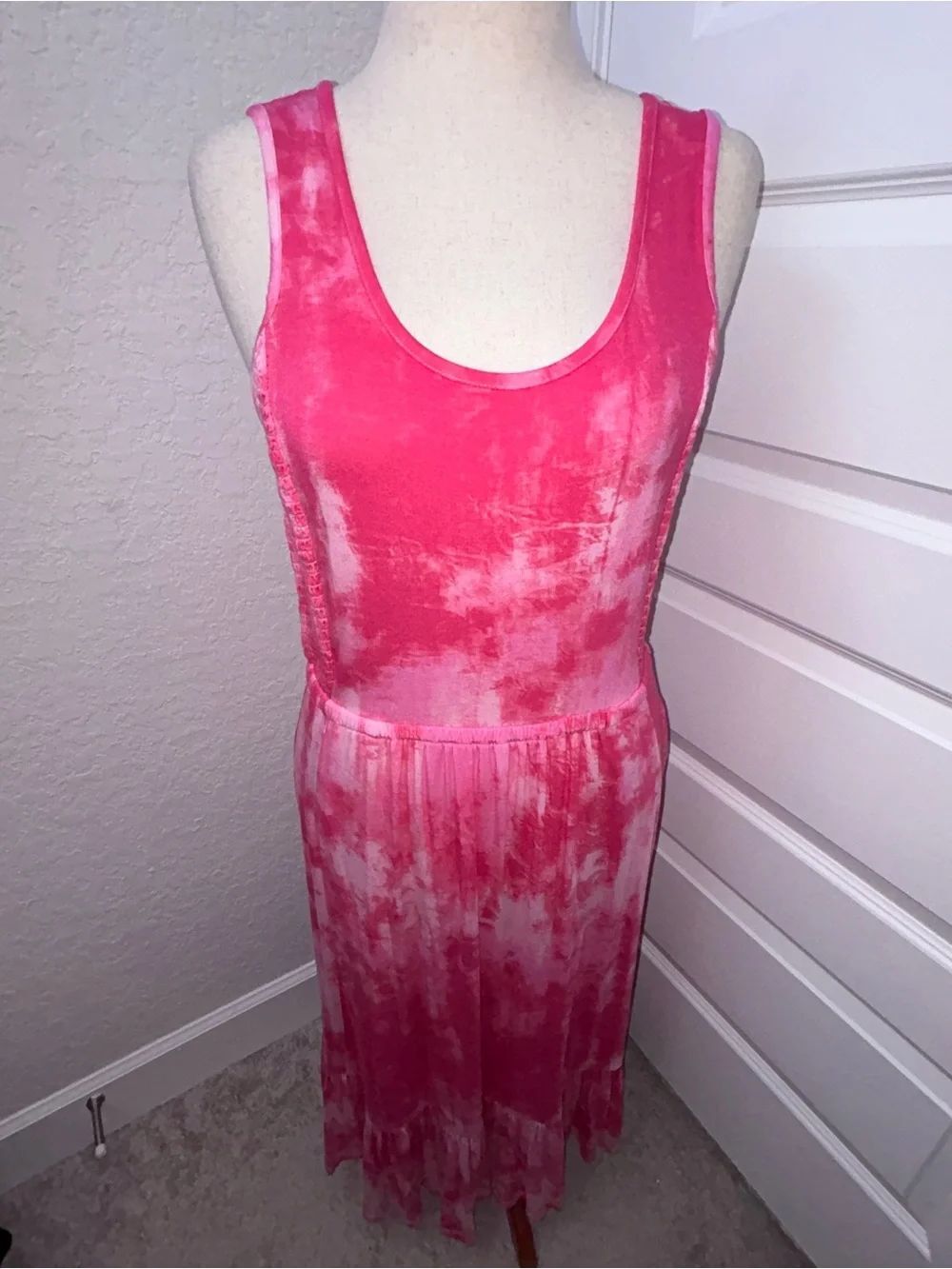 J Jason Wu Tie Dye Sleeveless Ruffle Maxi Dress